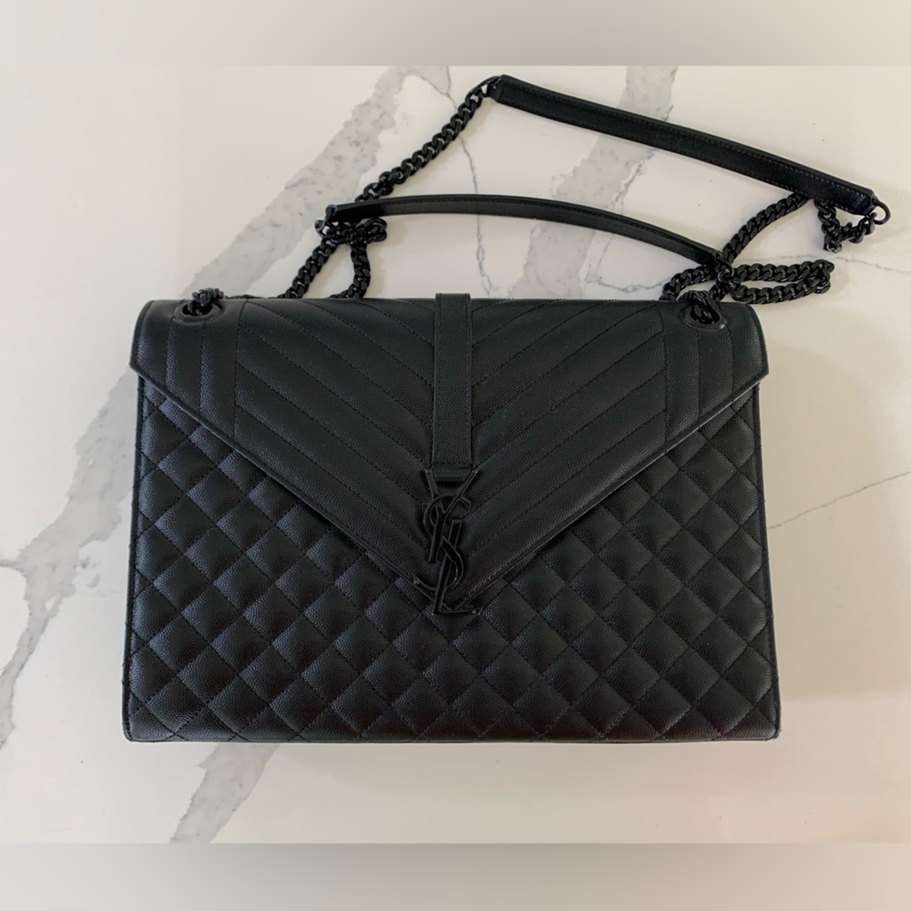 Yves Saint Laurent large envelope in matelassé calfskin black